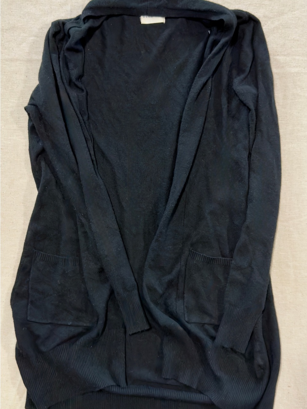 Dreamers Black Open-Front Hooded Cardigan Sweater